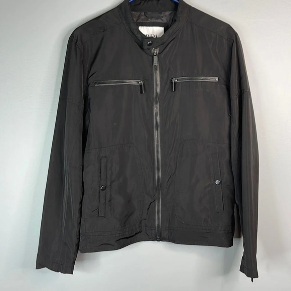 ZARA Black Moto Jacket Pockets Lightweight Zip Front Baddie *As is* Size S - Picture 11 of 11